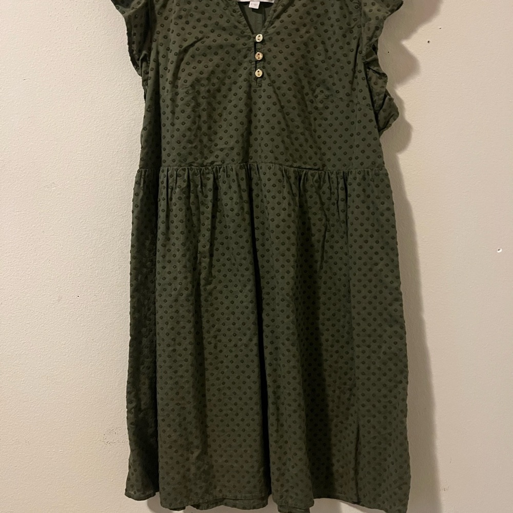 LOFT Olive Kids Dress with Button Detail